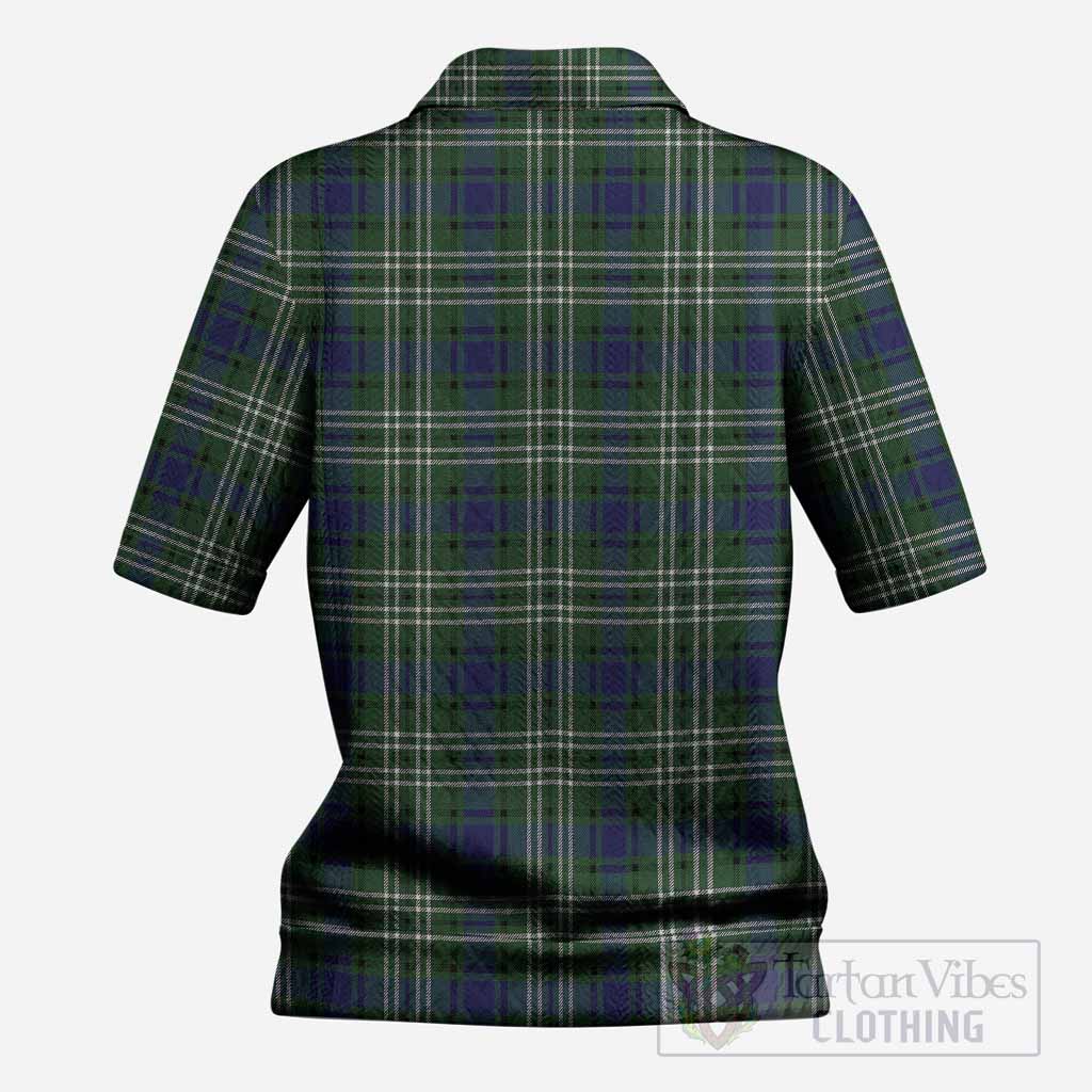 Blyth Tartan Women’s Polo Sweater Top with Family Crest
