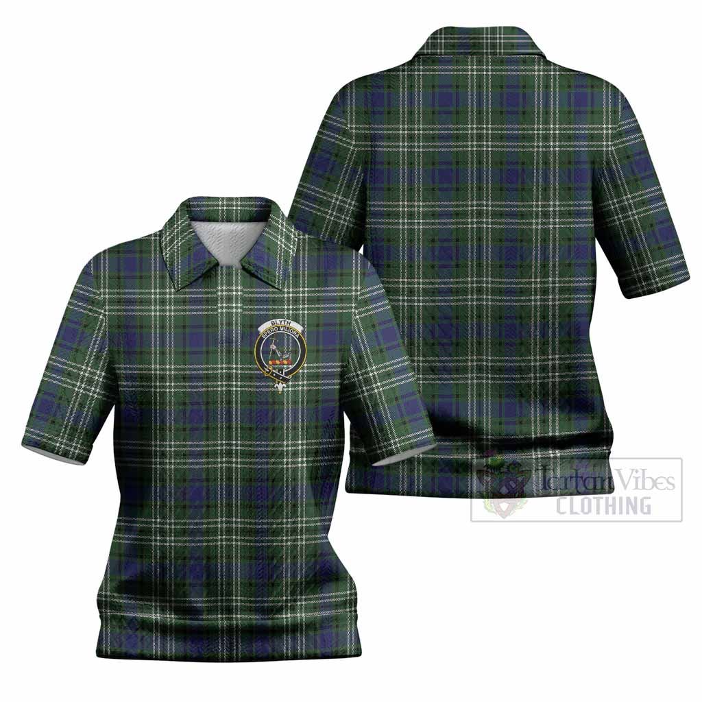 Blyth Tartan Women’s Polo Sweater Top with Family Crest