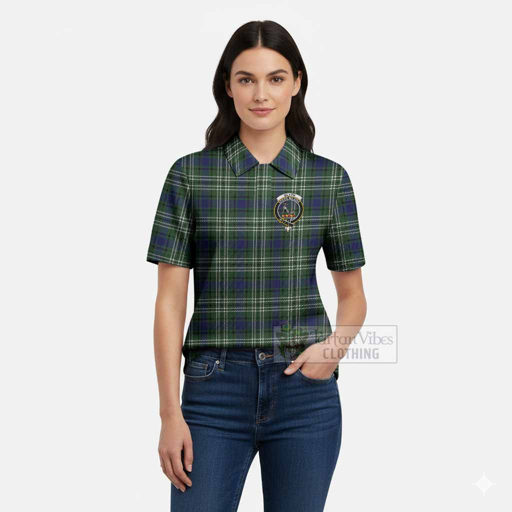 Blyth Tartan Women’s Polo Sweater Top with Family Crest