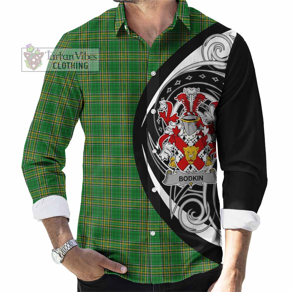 Bodkin Irish Clan Long Sleeve Button Shirt Celtic Circle Style - Tartan Vibes Clothing