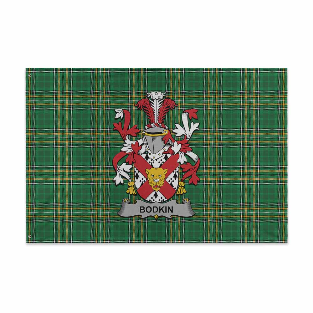 Tartan Vibes Clothing Bodkin Irish Clan Tartan House Flag with Coat of Arms