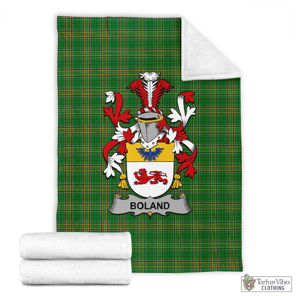 Tartan Vibes Clothing Boland Irish Clan Tartan Blanket with Coat of Arms