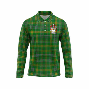 Tartan Vibes Clothing Boland Irish Clan Tartan Long Sleeve Polo Shirt with Coat of Arms