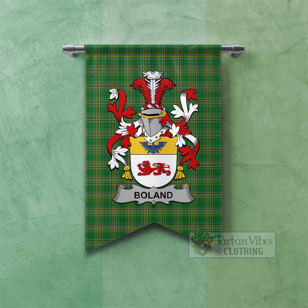 Tartan Vibes Clothing Boland Irish Clan Tartan Gonfalon, Tartan Banner with Coat of Arms