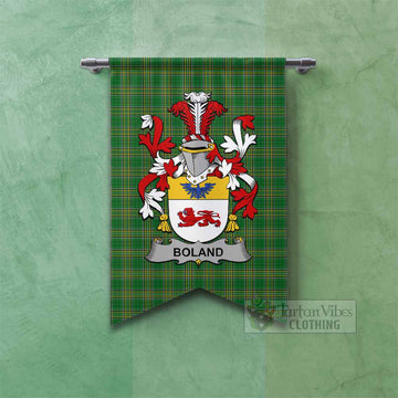 Boland Irish Clan Tartan Gonfalon, Tartan Banner with Coat of Arms