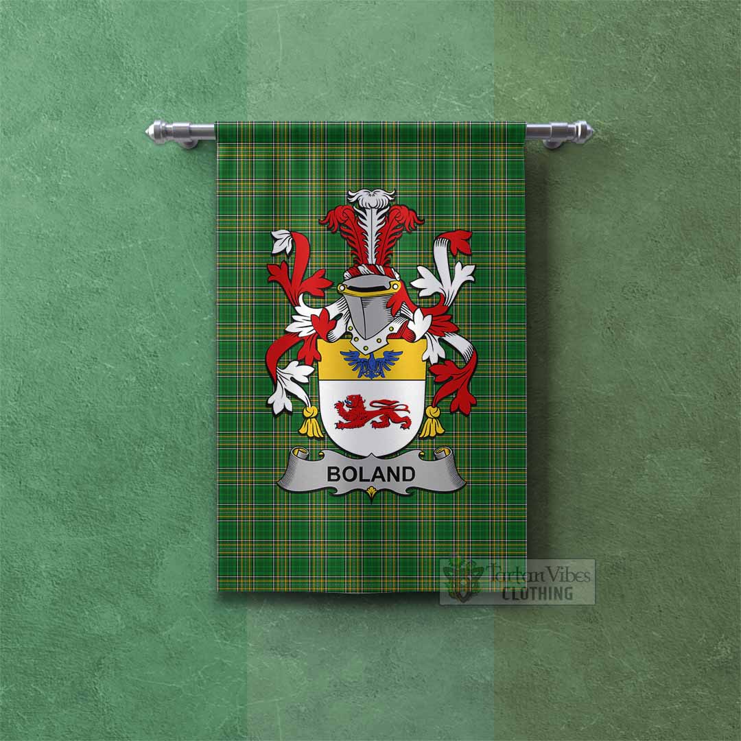 Tartan Vibes Clothing Boland Irish Clan Tartan Gonfalon, Tartan Banner with Coat of Arms