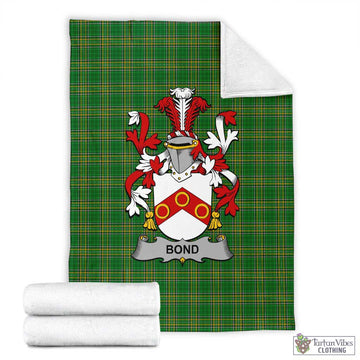 Tartan Vibes Clothing Bond Irish Clan Tartan Blanket with Coat of Arms