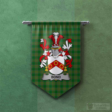 Tartan Vibes Clothing Bond Irish Clan Tartan Gonfalon, Tartan Banner with Coat of Arms