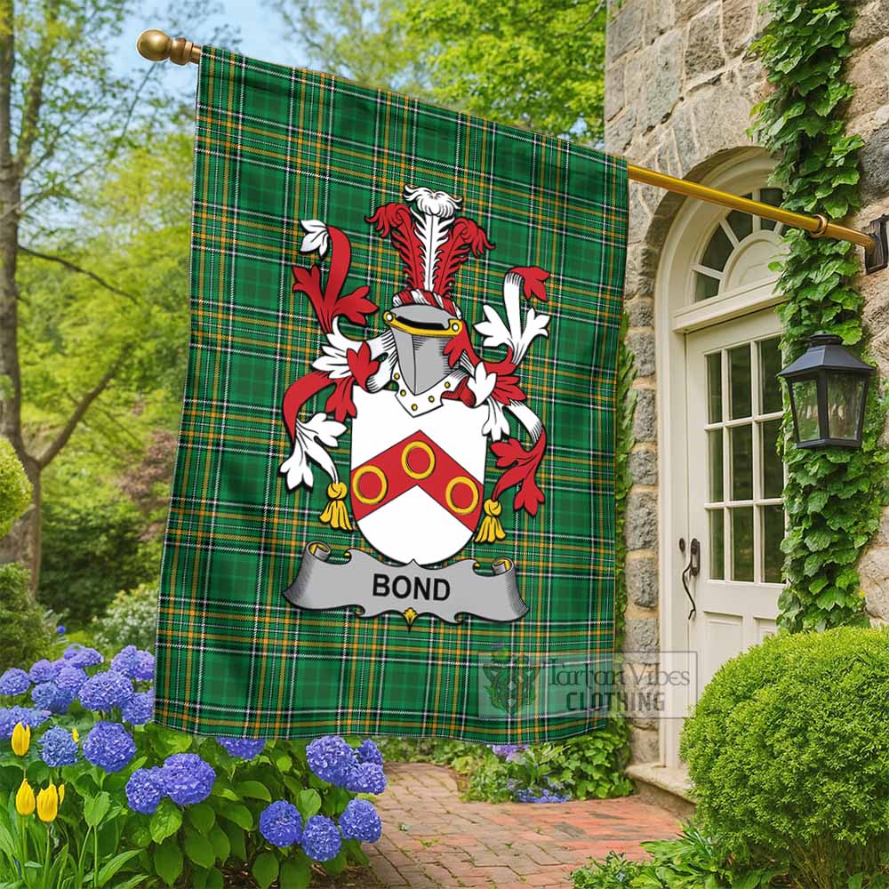 Bond Irish Clan Tartan Flag with Coat of Arms