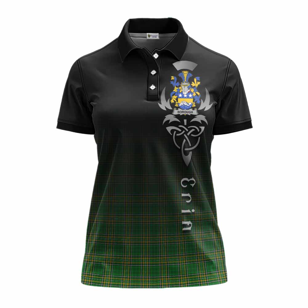 Tartan Vibes Clothing Borough Irish Clan Women's Polo Shirt with Coat of Arms Erin Go Bragh Celtic Inspired