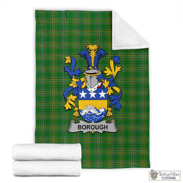 Tartan Vibes Clothing Borough Irish Clan Tartan Blanket with Coat of Arms
