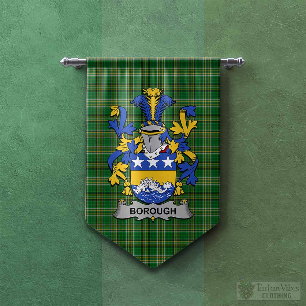 Tartan Vibes Clothing Borough Irish Clan Tartan Gonfalon, Tartan Banner with Coat of Arms