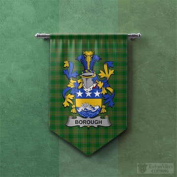 Tartan Vibes Clothing Borough Irish Clan Tartan Gonfalon, Tartan Banner with Coat of Arms
