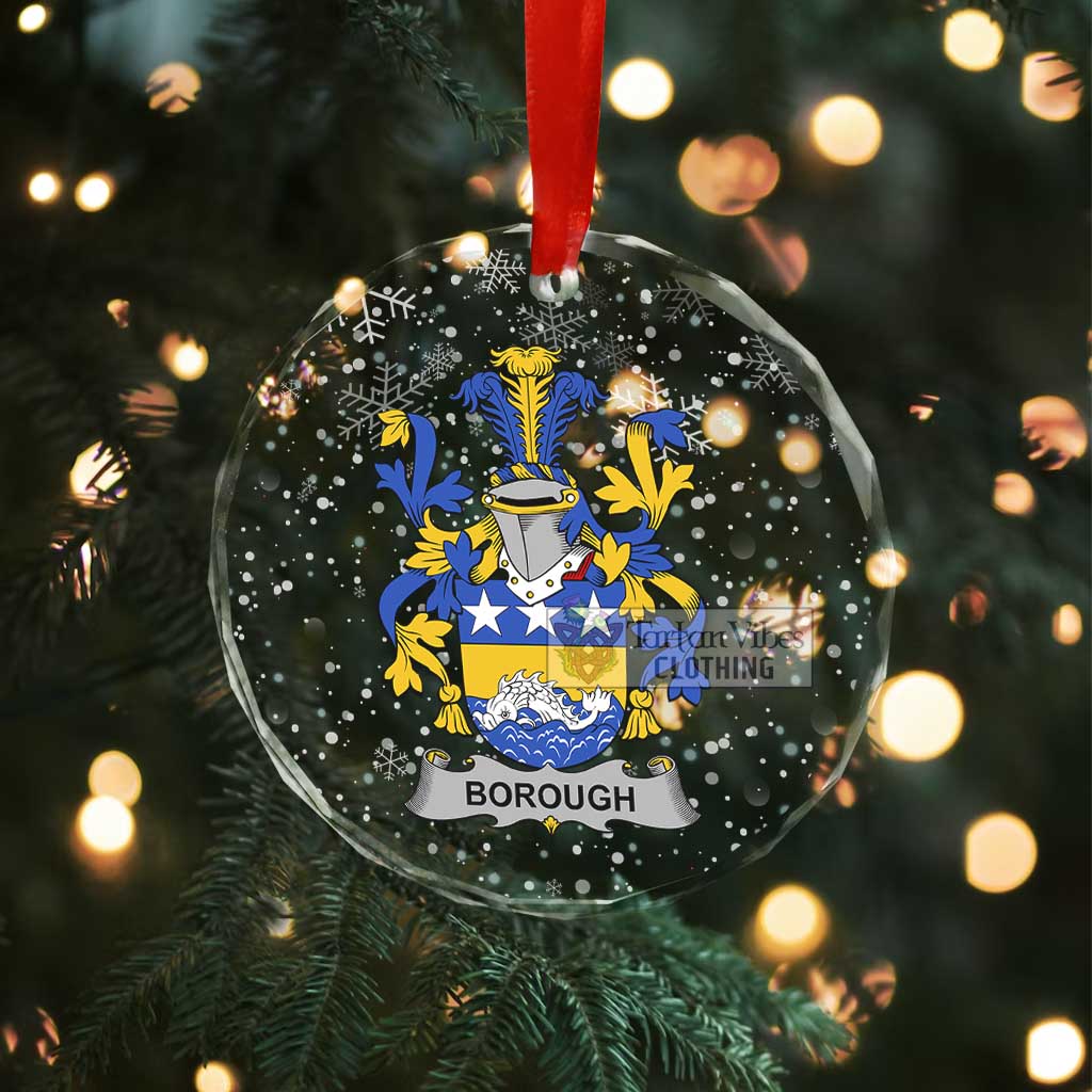Tartan Vibes Clothing Borough Irish Clan Christmas Glass Ornament with Coat of Arms