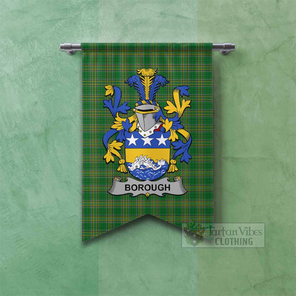 Tartan Vibes Clothing Borough Irish Clan Tartan Gonfalon, Tartan Banner with Coat of Arms
