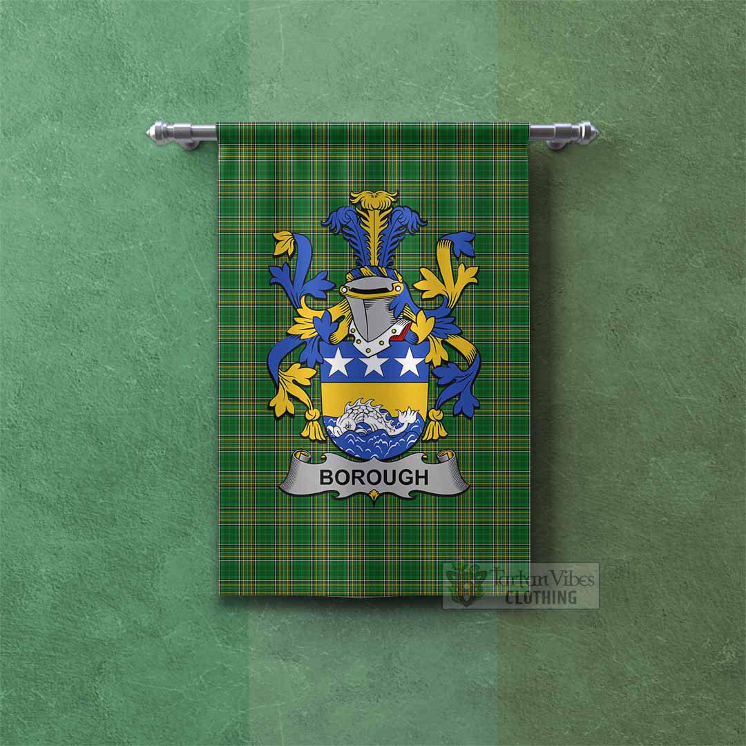Tartan Vibes Clothing Borough Irish Clan Tartan Gonfalon, Tartan Banner with Coat of Arms