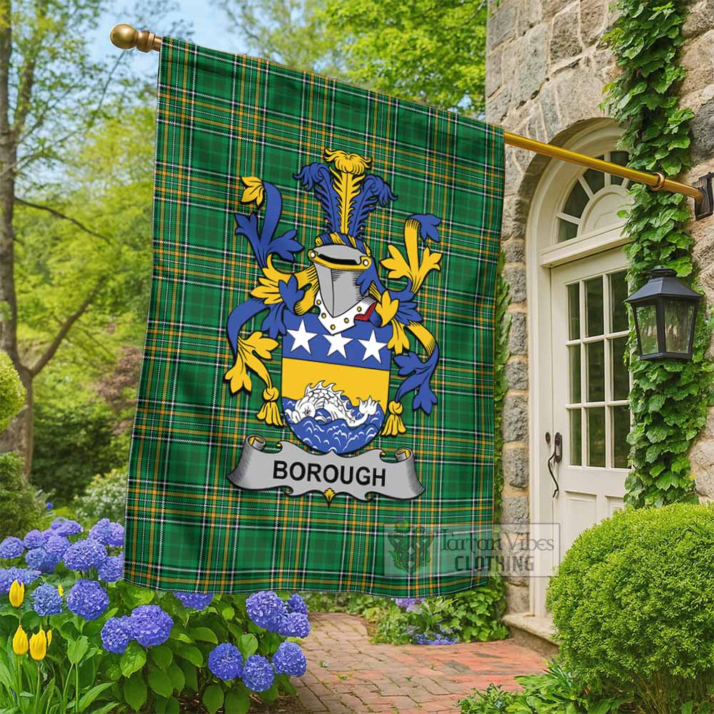 Borough Irish Clan Tartan Flag with Coat of Arms