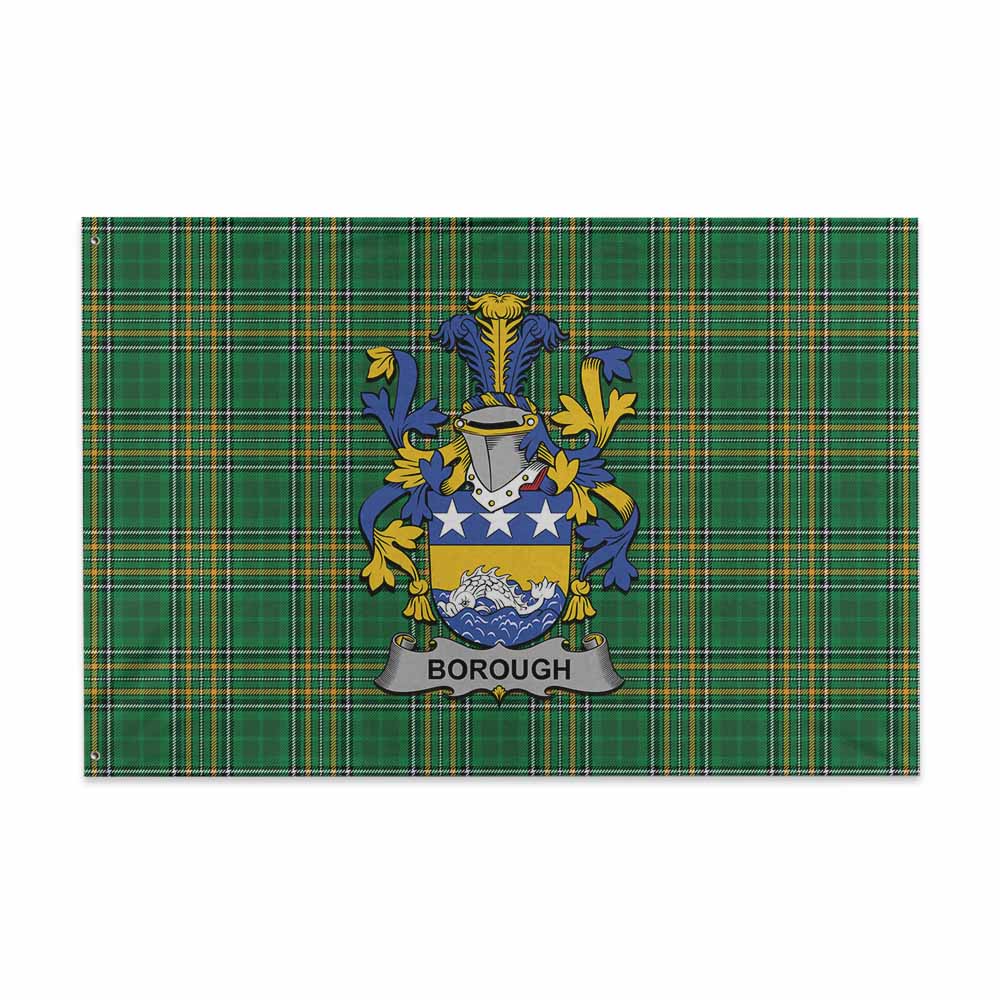 Tartan Vibes Clothing Borough Irish Clan Tartan House Flag with Coat of Arms