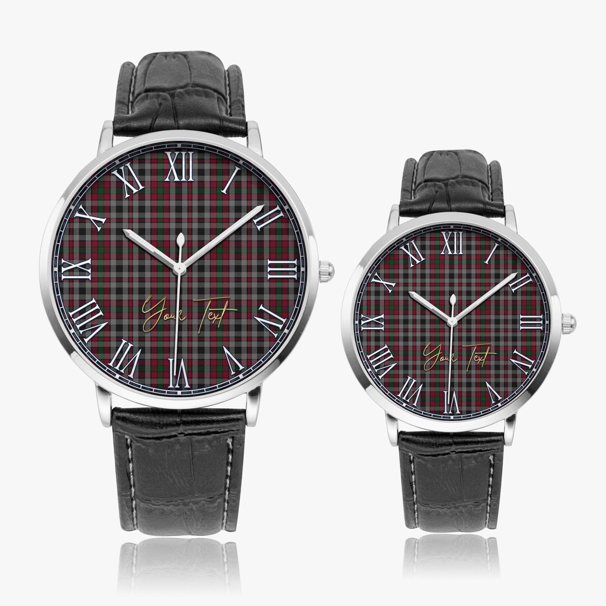 Borthwick Tartan Personalized Your Text Leather Trap Quartz Watch - Tartan Vibes Clothing