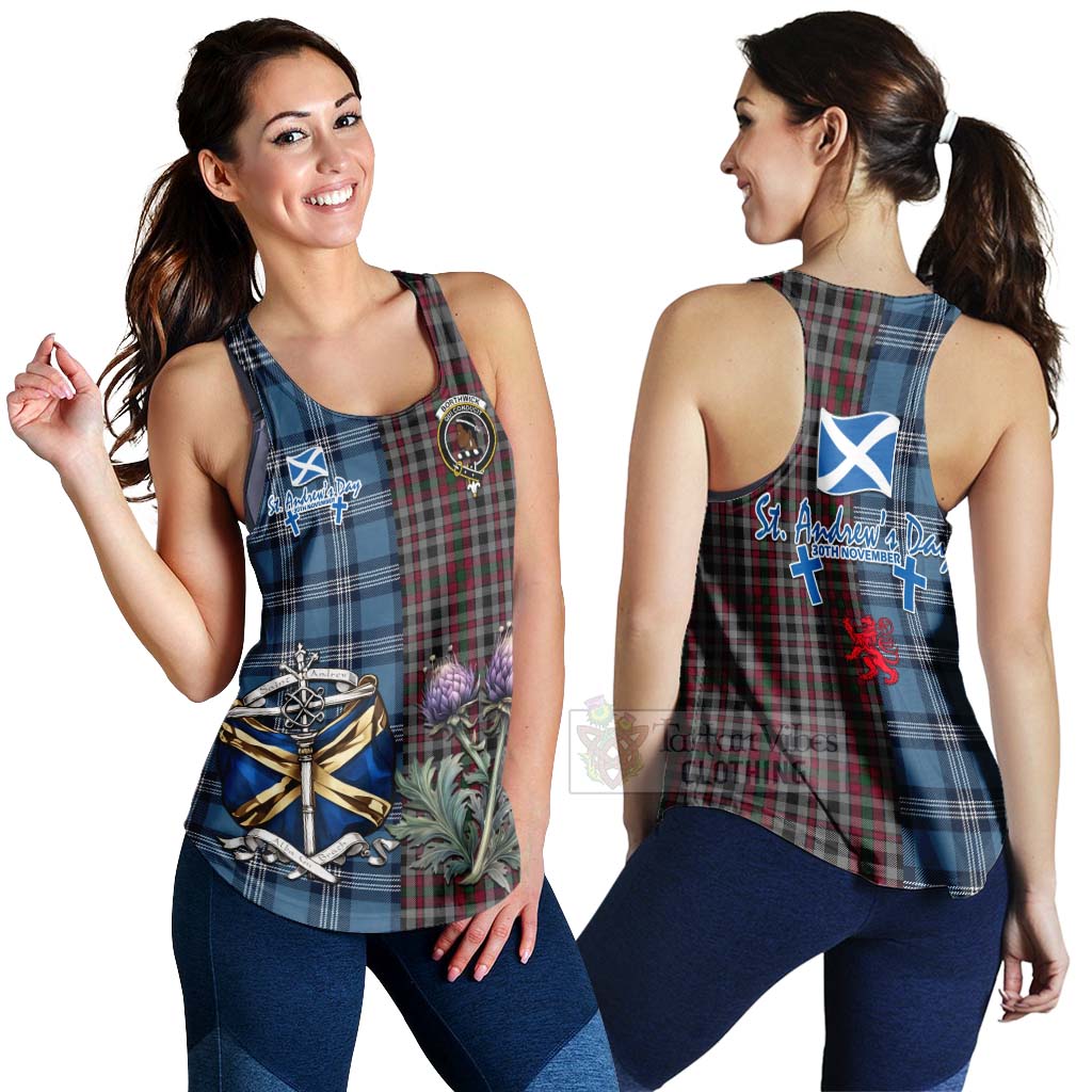 Borthwick Tartan Women's Racerback Tanks Happy St. Andrew's Day Half Tartan Style 4XL - Tartan Vibes Clothing