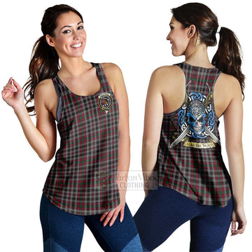 Tartan Vibes Clothing Borthwick Tartan Women's Racerback Tanks with Family Crest Celtic Skull Style