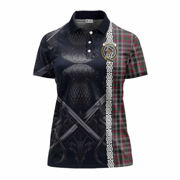 Tartan Vibes Clothing Borthwick Tartan Women's Polo Shirt with Family Crest Cross Sword Thistle Celtic Vibes