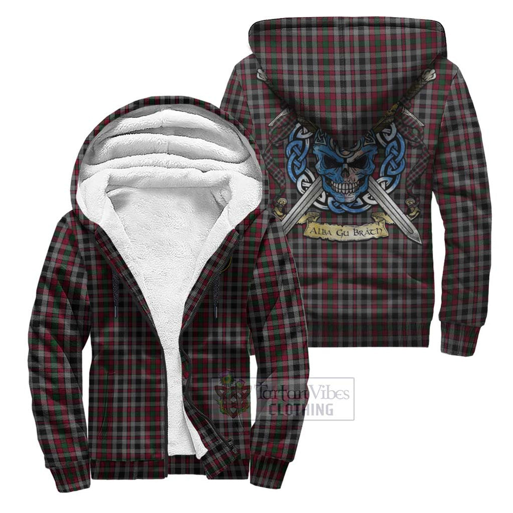 Borthwick Tartan Sherpa Hoodie with Family Crest Celtic Skull Style Unisex S - Tartan Vibes Clothing