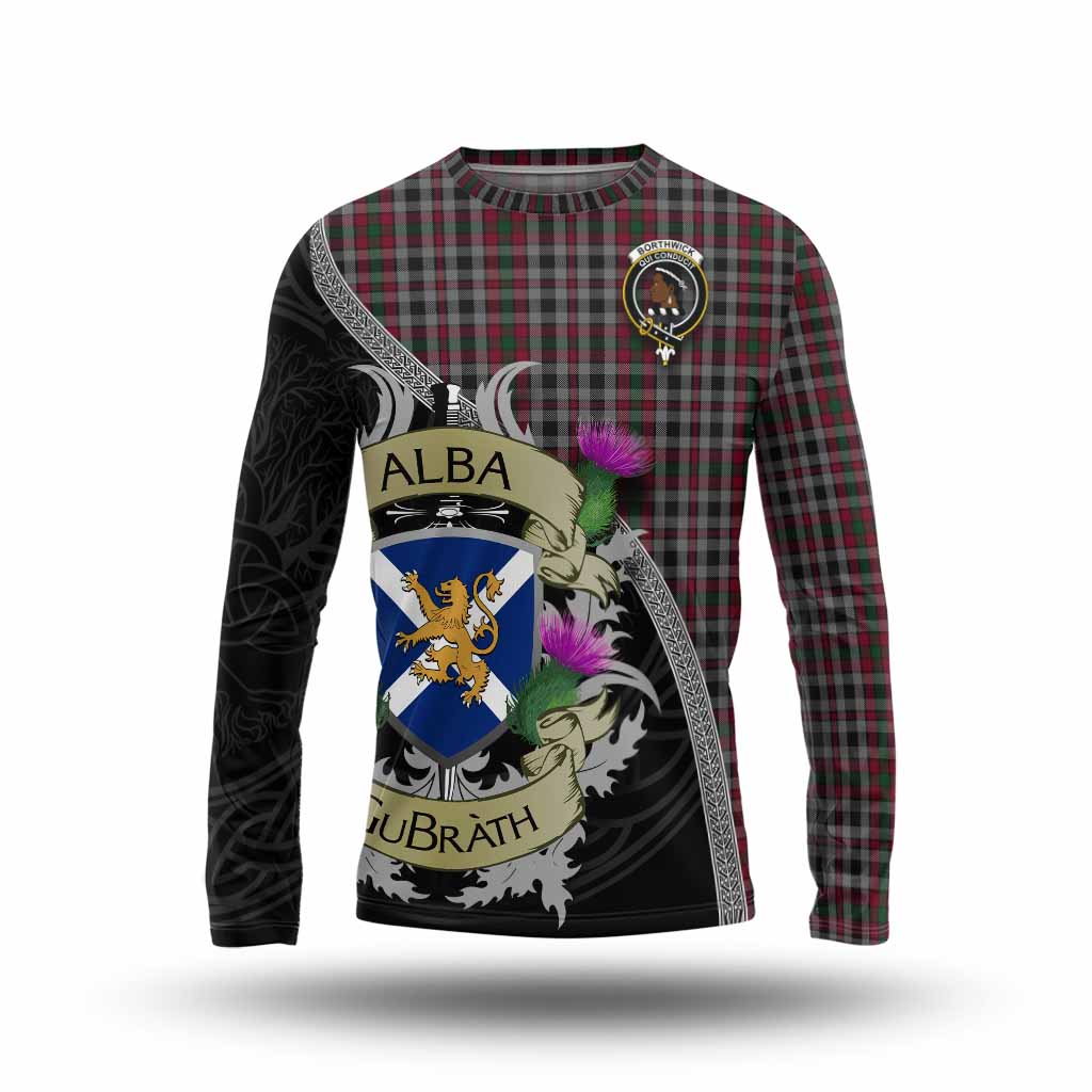Tartan Vibes Clothing Borthwick Tartan Family Crest Long Sleeve T-Shirt Lion Rampant Royal Thistle Shield Celtic Inspired