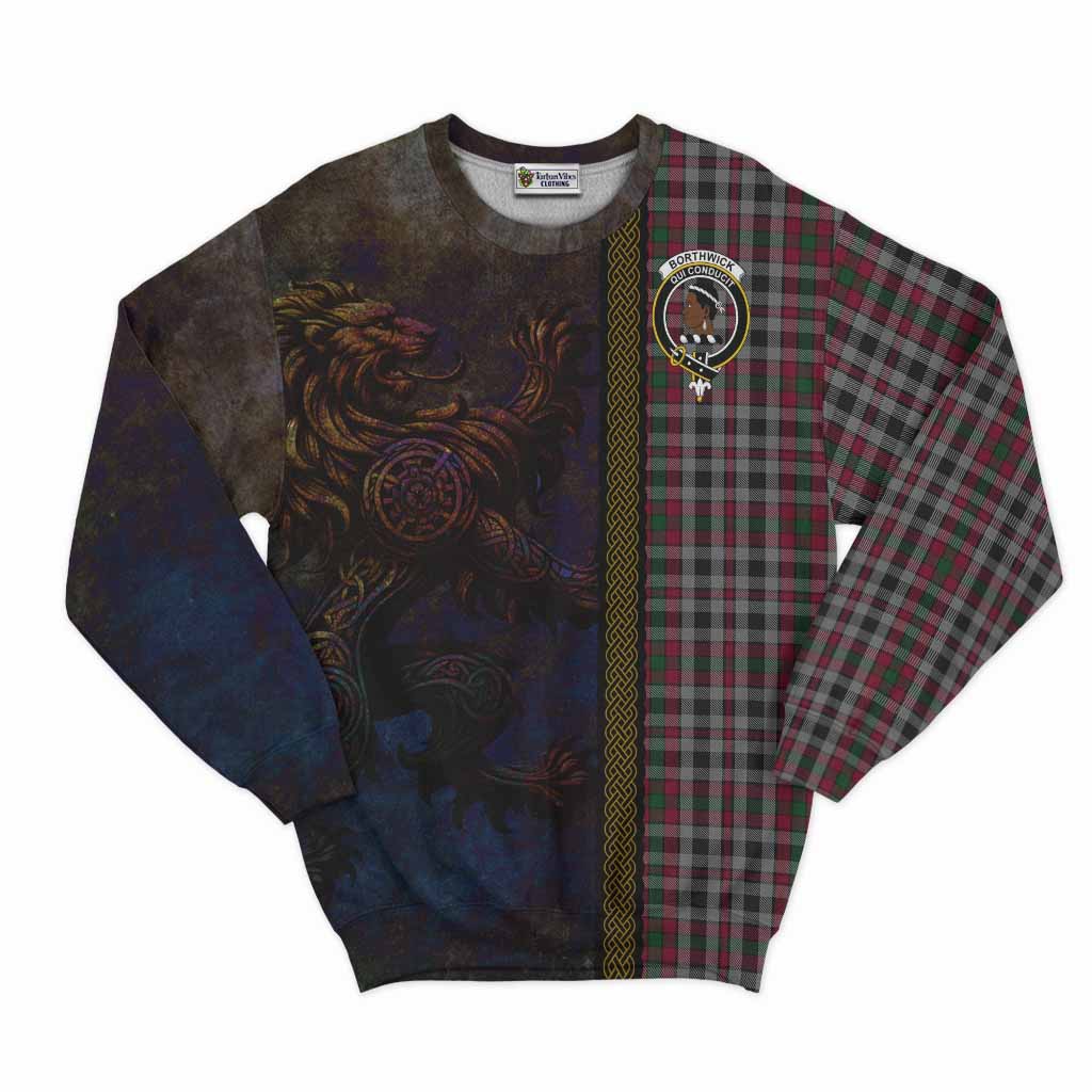 Tartan Vibes Clothing Borthwick Tartan Family Crest Sweatshirt Alba Gu Brath Be Brave Lion Ancient Style