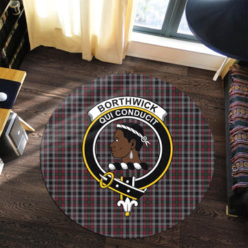 Borthwick Tartan Round Rug with Family Crest Premium Round Rug - Tartan Vibes Clothing