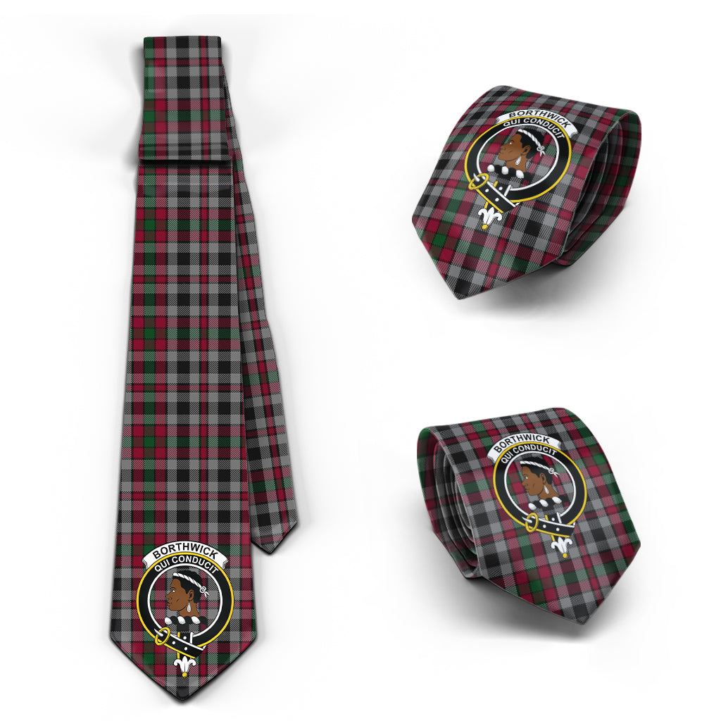 Borthwick Tartan Classic Necktie with Family Crest Necktie One Size - Tartan Vibes Clothing