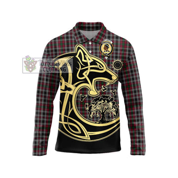 Borthwick Tartan Long Sleeve Polo Shirt with Family Crest Celtic Wolf Style Unisex - Tartan Vibes Clothing