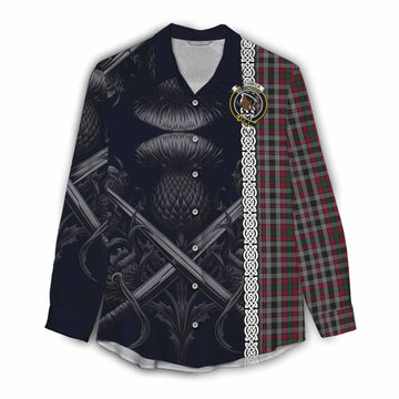 Borthwick Tartan Women's Casual Shirt with Family Crest Cross Sword Thistle Celtic Vibes Female - Tartan Vibes Clothing