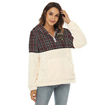 Borthwick Tartan Women's Borg Fleece Hoodie With Half Zip with Family Crest Female - Tartan Vibes Clothing