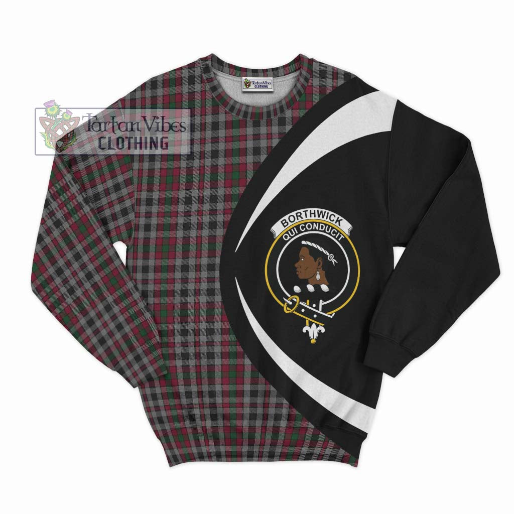 Borthwick Tartan Sweatshirt with Family Crest Circle Style Unisex - Tartan Vibes Clothing