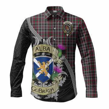 Borthwick Tartan Family Crest Long Sleeve Button Shirt Lion Rampant Royal Thistle Shield Celtic Inspired Men's Shirt S - Tartan Vibes Clothing