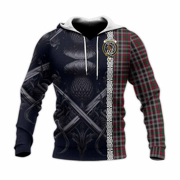 Borthwick Tartan Knitted Hoodie with Family Crest Cross Sword Thistle Celtic Vibes Unisex Knitted Pullover Hoodie - Tartan Vibes Clothing