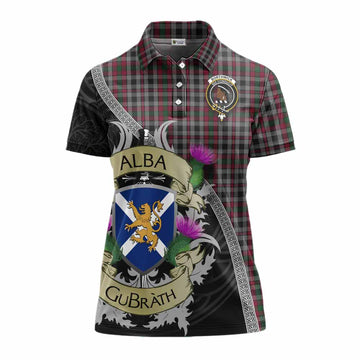 Tartan Vibes Clothing Borthwick Tartan Family Crest Women's Polo Shirt Lion Rampant Royal Thistle Shield Celtic Inspired