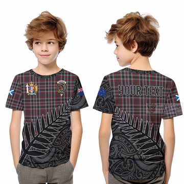 Tartan Vibes Clothing Borthwick Crest Tartan Kid T-Shirt with New Zealand Silver Fern Half Style