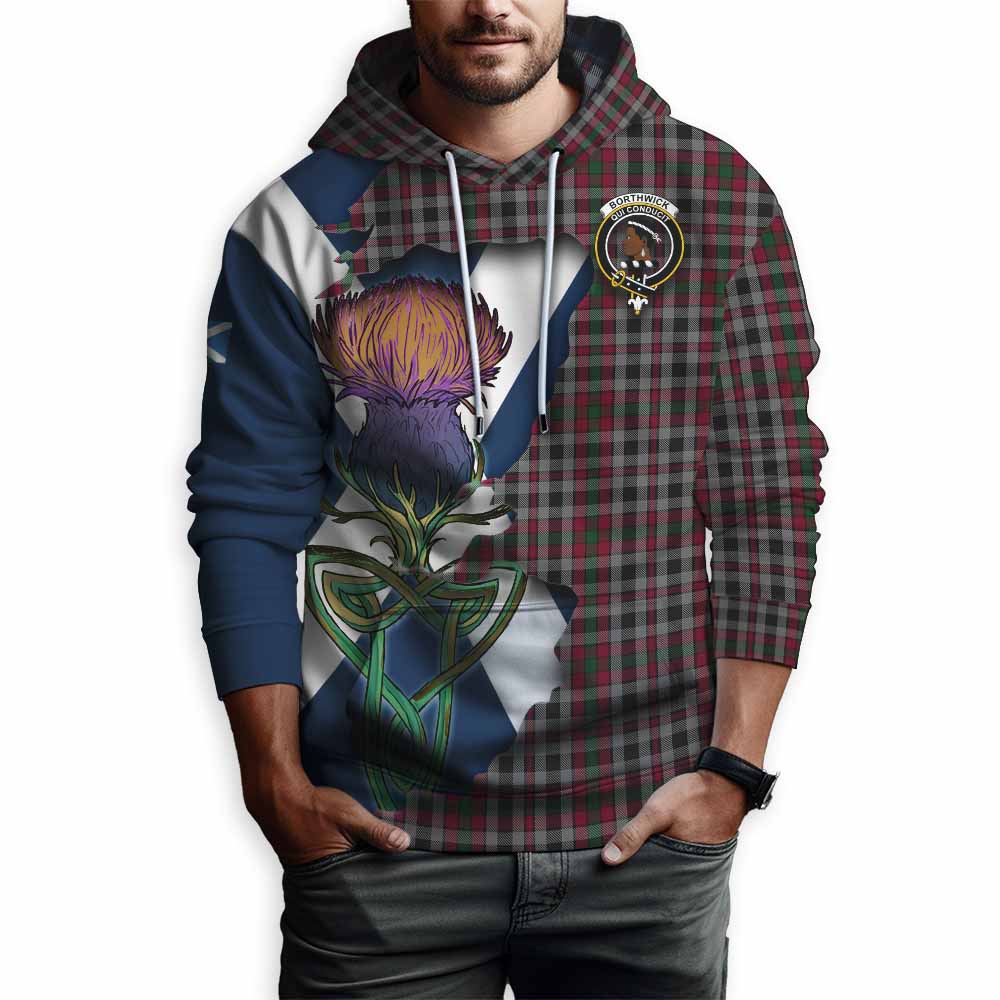 Tartan Vibes Clothing Borthwick Tartan Family Crest Hoodie Scottish Thistle Celtic Inspired