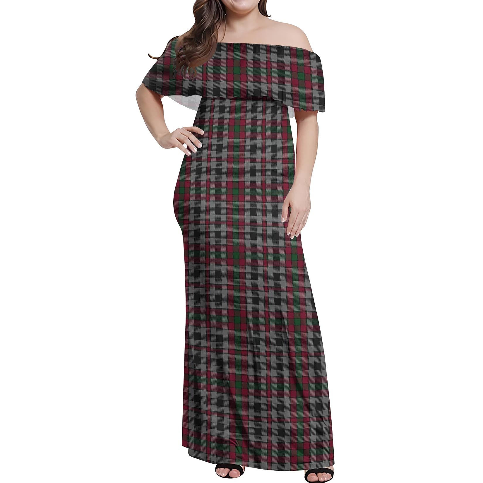 Borthwick Tartan Off Shoulder Long Dress Women's Dress - Tartan Vibes Clothing