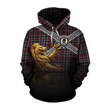 Borthwick Crest Tartan Cotton Hoodie with Golden Lion Emblem Celtic Style Pullover Hoodie XS - Tartan Vibes Clothing