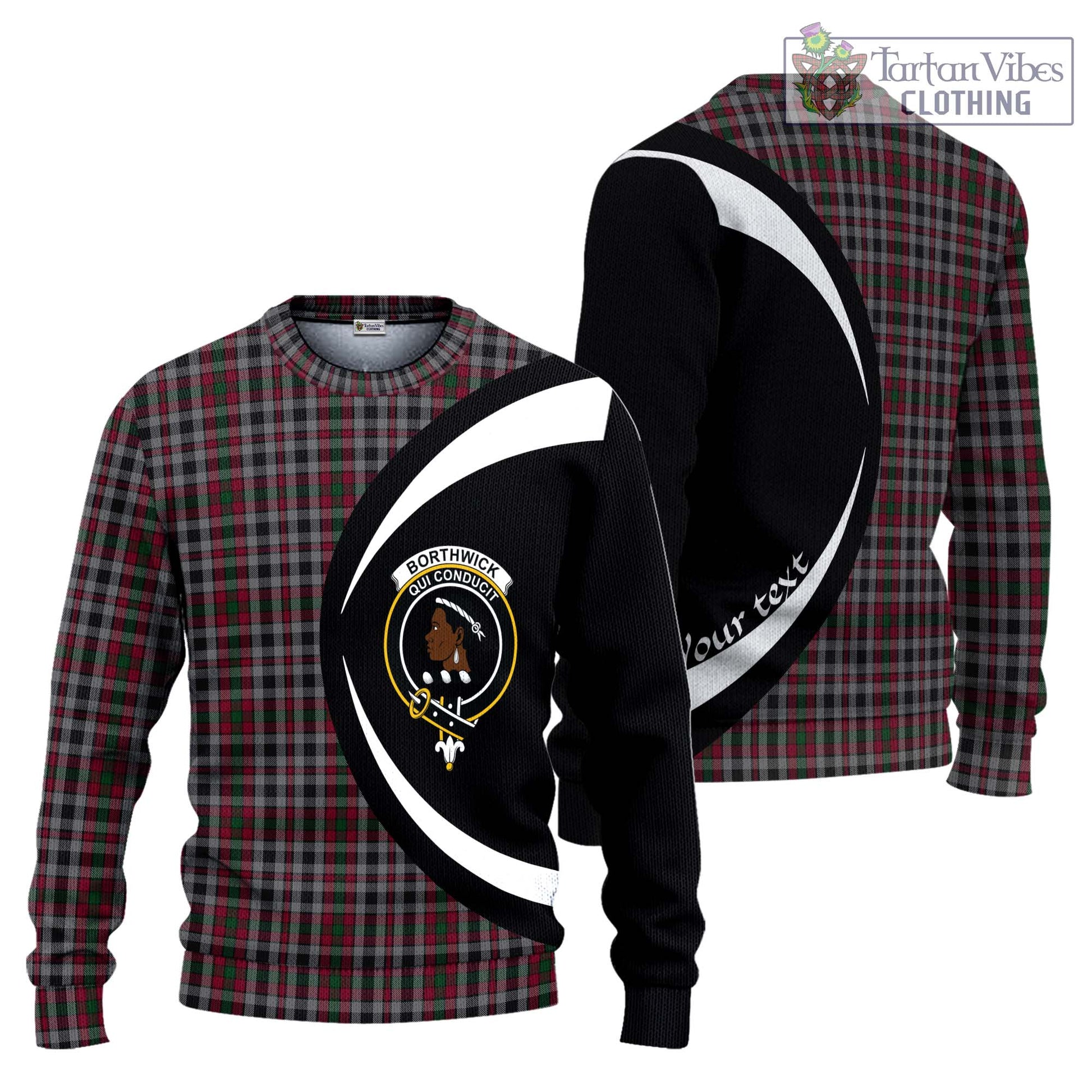 Borthwick Tartan Ugly Sweater with Family Crest Circle Style Unisex - Tartan Vibes Clothing