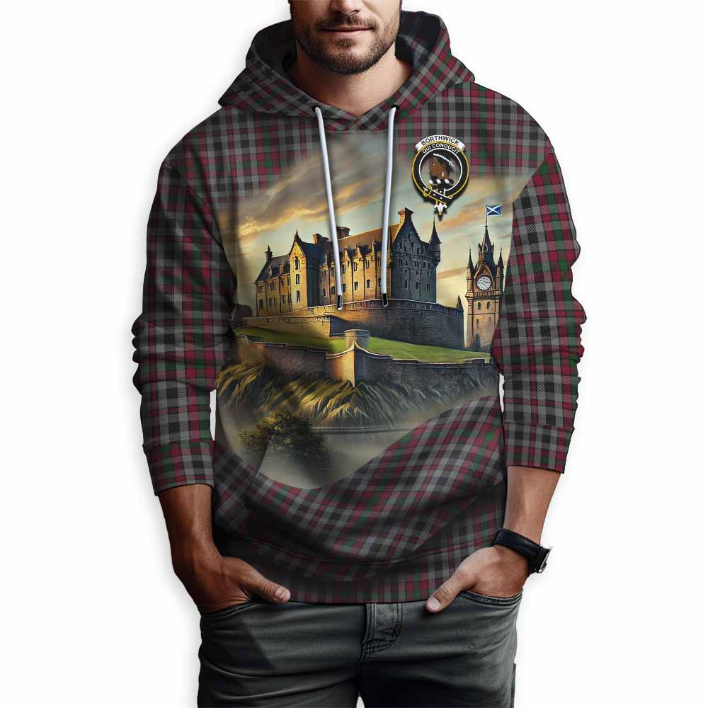 Borthwick Tartan Family Crest Hoodie with Scottish Ancient Castle Style Pullover Hoodie - Tartan Vibes Clothing