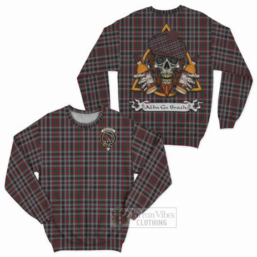 Tartan Vibes Clothing Borthwick Tartan Sweatshirt with Family Crest and Bearded Skull Holding Bottles of Whiskey