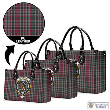 Borthwick Tartan Luxury Leather Handbags with Family Crest L - Tartan Vibes Clothing