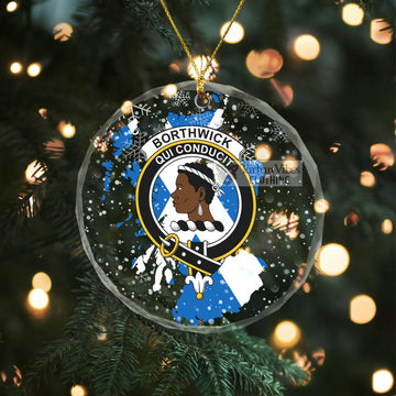 Tartan Vibes Clothing Borthwick Clan Crest Christmas Glass Ornament with Scotland Map