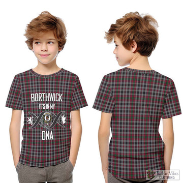 Borthwick Tartan Kid T-Shirt with Family Crest DNA In Me Style Youth XL Size14 - Tartan Vibes Clothing