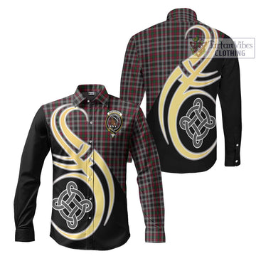 Borthwick Tartan Long Sleeve Button Shirt with Family Crest and Celtic Symbol Style Men's Shirt S - Tartan Vibes Clothing