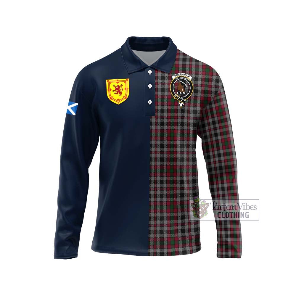 Borthwick Tartan Long Sleeve Polo Shirt Alba with Scottish Lion Royal Arm Half Style Unisex - Tartan Vibes Clothing